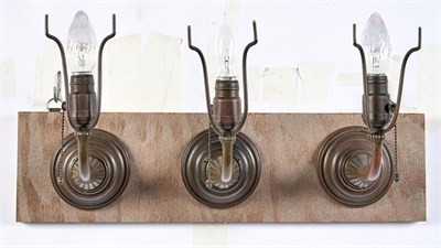 Lot 248 - Set of Three Tiffany Studios Bronze and Leaded...