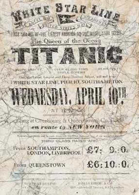 Lot 211 - [TITANIC] Rare White Star Line Titanic poster...