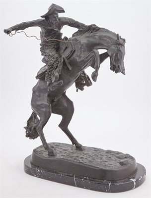 Lot 261 - Western Themed Bronze Equestrian Group...