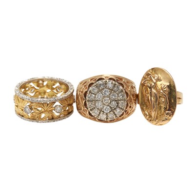 Lot 317 - Three Gold and Diamond Rings
