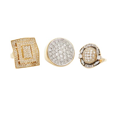 Lot 156 - Three Gold and Diamond Rings