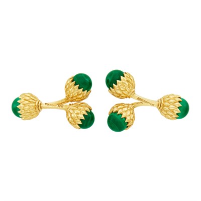 Lot 397 - Pair of Gold and Malachite Acorn Cufflinks, Tiffany & Co., Schlumberger