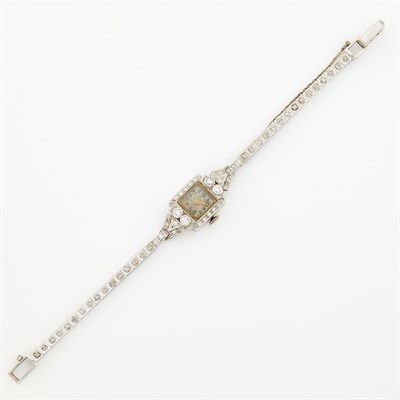 Lot 1171 - White Gold and Diamond Wristwatch