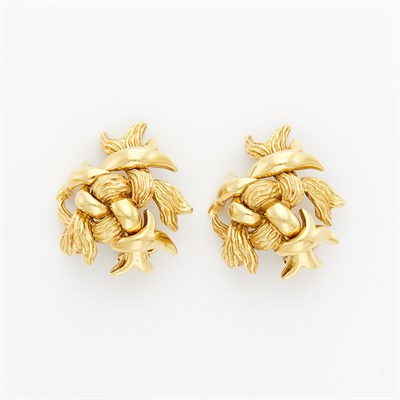 Lot 1055 - Gold Knot Earrings, Tiffany & Co.