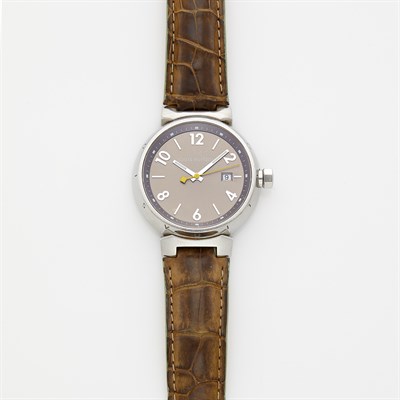 Lot 1734 - Stainless Steel 'Tambour' Wristwatch, Louis Vuitton