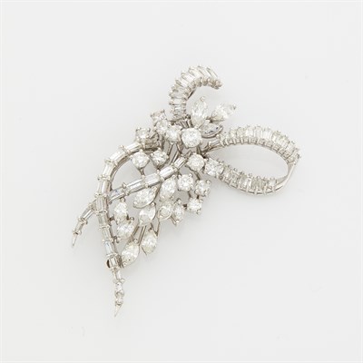 Lot 1617 - White Gold and Diamond Brooch