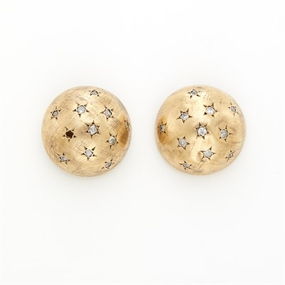 Lot 1228 - Pair of Gold and Diamond Earclips