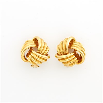 Lot 1621 - Gold Knot Earclips, Tiffany & Co.