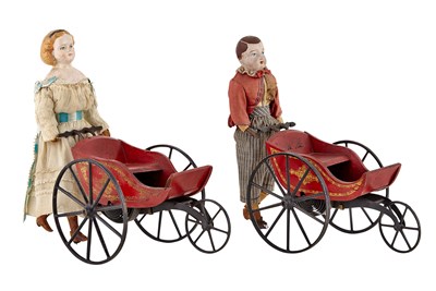 Lot 154 - Two Figures with Carriage Two wood and...