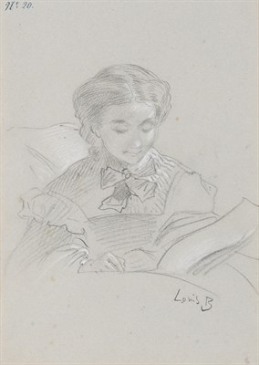 Lot 62 - Louis Boulanger French, 1806-1867 Femme Lisant...