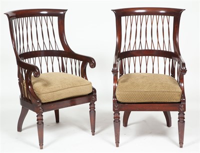 Lot 160 - Pair of Directoire Style Mahogany and Caned...