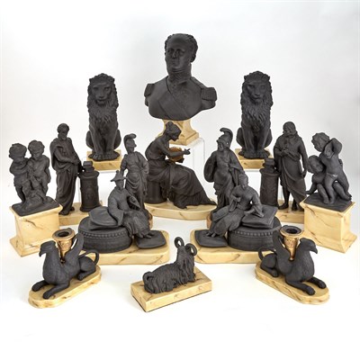 Lot 153 - Group of Mottahedeh & Co. Black Basalt and...