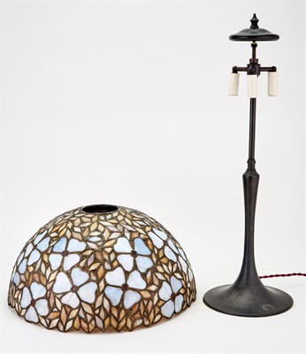 Lot 398 - American Leaded Glass Dogwood Table Lamp Shade...