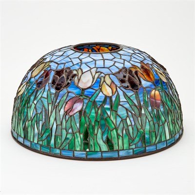 Lot 402 - Bigelow, Kennard & Co. Leaded Glass Tulip Lamp...