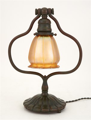Lot 388 - Tiffany Studios Bronze Harp Desk Lamp Base...