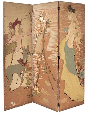 Lot 309 - Marcel Vertès Three-Panel Double Sided Painted...
