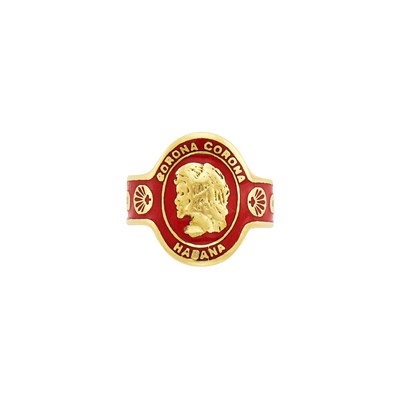 Lot 84 - Gold and Red Enamel Cigar Band Ring, Cartier