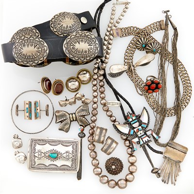 Lot 1797 - Group of Silver and Turquoise Jewelry