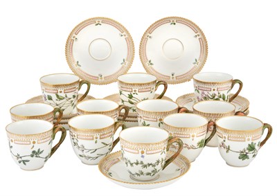 Lot 1081 - Twelve Royal Copenhagen Porcelain 'Flora...