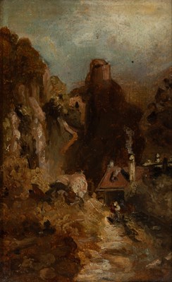 Lot 9 - Carl Spitzweg German, 1808-1885 Houses on a...