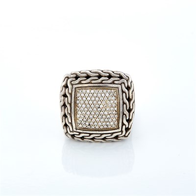 Lot 1400 - Silver, Gold and Diamond Ring