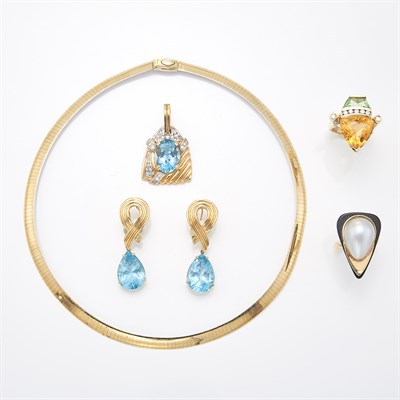 Lot 1568 - Group of Gold, Gem-Set and Diamond Jewelry