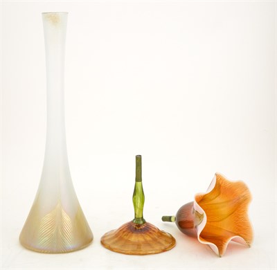 Lot 395 - Two Tiffany Favrile Glass Vases Comprising a...