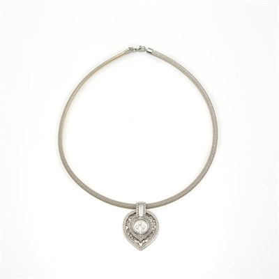 Lot 1425 - White Gold and Diamond Heart Pendant with Reversible Necklace