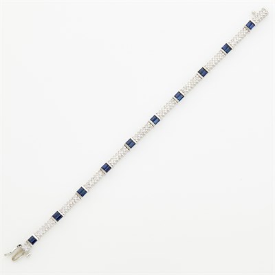 Lot 1008 - White Gold, Diamond and Sapphire Bracelet