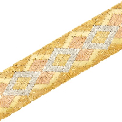 Lot 666 - Wide Tricolor Gold Bracelet