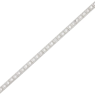Lot 1332 - Platinum and Diamond Straightline Bracelet