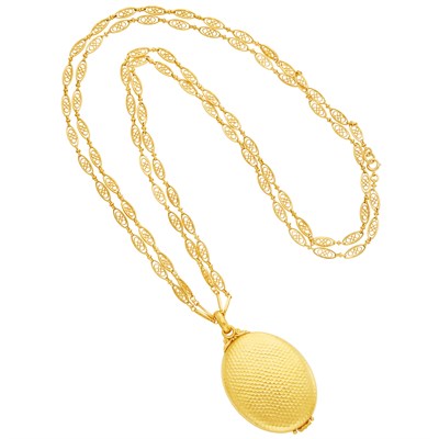 Lot 1222 - Long Gold Chain, France, with Mirror Locket Pendant