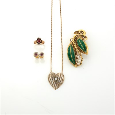 Lot 1445 - Group of Gem-Set and Enamel Jewelry