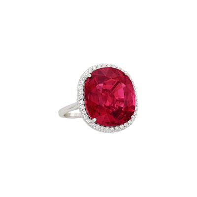 Lot 603 - White Gold, Pink Tourmaline and Diamond Ring
