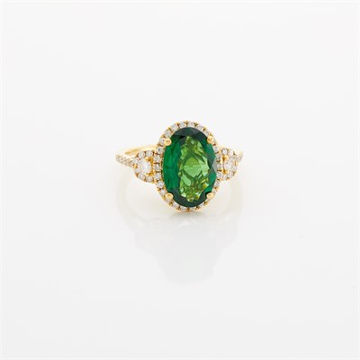Lot 1014 - Gold, Tsavorite Garnet and Diamond Ring