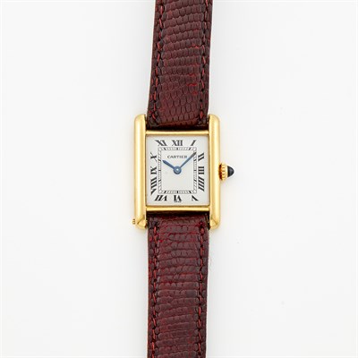 Lot 1092 - Gold 'Tank' Wristwatch, Cartier Paris