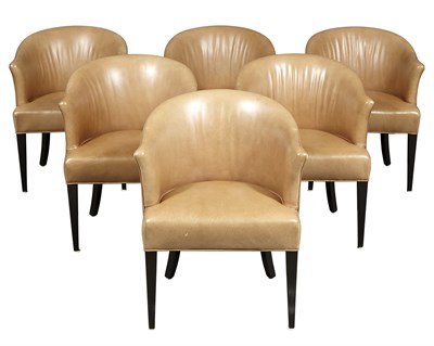 Lot 244 - Set of Six Edward Wormley Leather Upholstered...