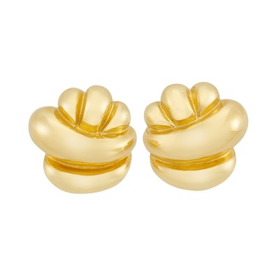 Lot 255 - Pair of Gold Bombé Earrings