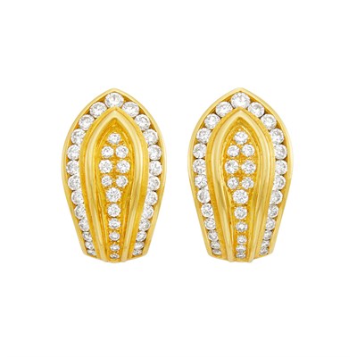 Lot 740 - Pair of Gold and Diamond Earclips