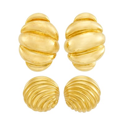 Lot 10 - Two Pairs of Gold Earrings