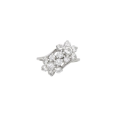 Lot 1456 - White Gold and Diamond Floret Ring