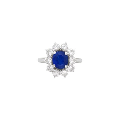 Lot 247 - White Gold, Sapphire and Diamond Ring
