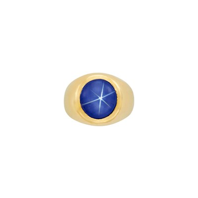 Lot 1275 - Gentleman's Gold and Gray Star Sapphire Gypsy Ring