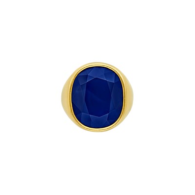 Lot 1314 - Gentleman's Gold and Sapphire Ring