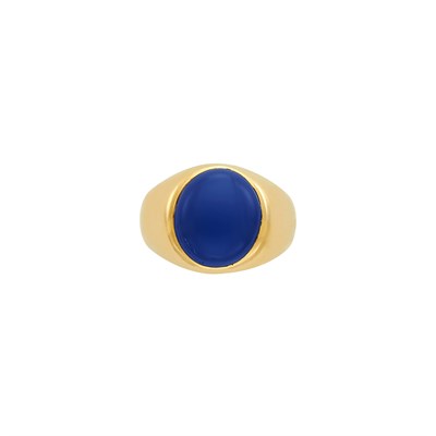 Lot 1318 - Gentleman's Gold and Cabochon Sapphire Ring