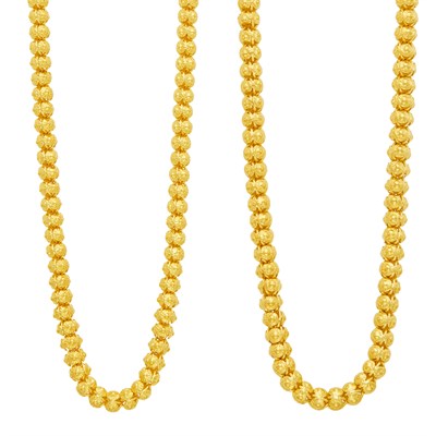 Lot 312 - Two High Karat Gold Bead Necklaces