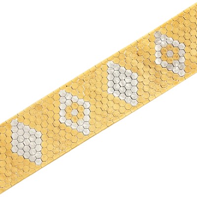 Lot 624 - Wide Two-Color Gold Bracelet