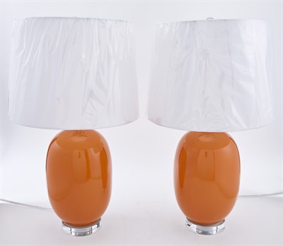 Lot 307 - Pair of Contemporary Design Orange Glazed...