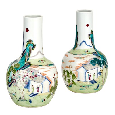 Lot 51 - Pair of Chinese Famille Rose Glazed Porcelain...