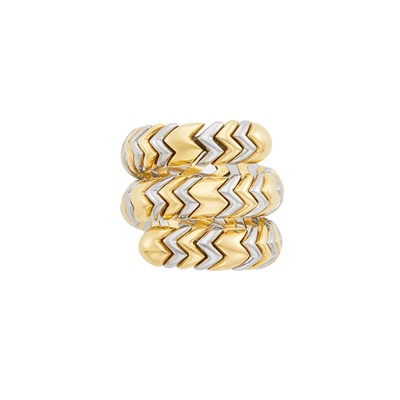 Lot 723 - Coiled Two Color Gold 'Spiga' Ring, Bulgari